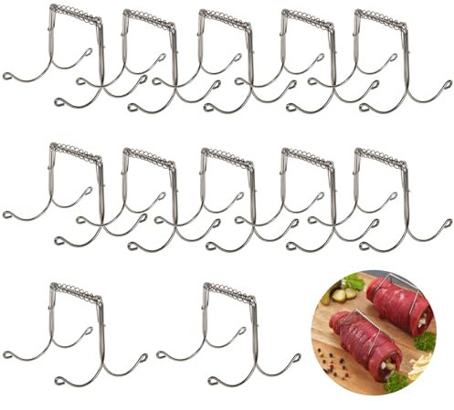 Lot de 12 pinces à roulade en acier inoxydable réutilisables - Alternative parfaite aux aiguilles à roulette ou aux brochettes de roulade