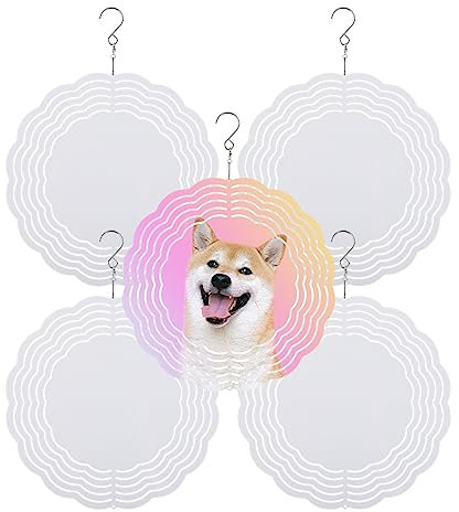 5pcs 8 Inch Sublimation Wind Spinner, sublimation blanks spinners 3D Wind Spinners Aluminum Wind Spinners Hanging for Indoor Outdoor Garden Lawn Yard Decoration