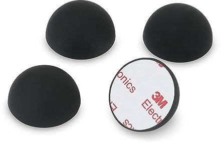 Dynavox Set de 4 amortisseurs élastomères ED32 pour appareils HiFi, Enceinte, Haut-Parleur, Platine, amplificateur etc.. Patch Autocollant 3M, Coloris Noir