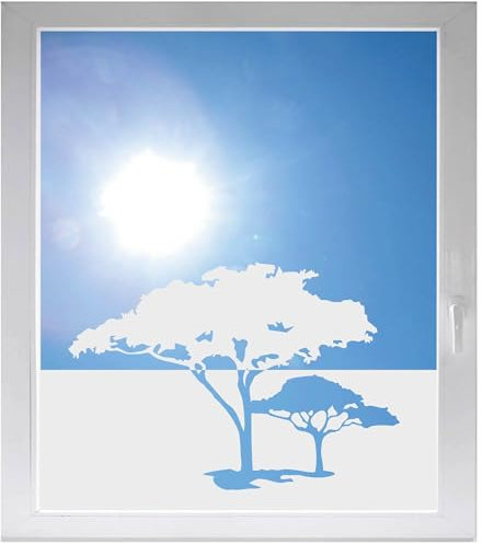INDIGOS UG - Bäume - ab 800x500 mm - Glasdekorfolie Silber fein satiniert - Blickdicht - Folie Duschkabine - Bad - Fensterfolie - selbstklebend - Dusche Sichtschutzfolie - individuelle Breite - matt