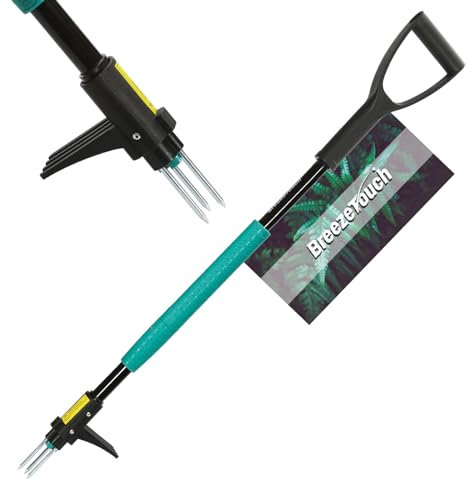 Breeze Touch 39 Weed Pulling Tool, 3-Claw Detachable Weed Puller Tool with Long Handle, Heavy Duty Stand Up Weeder Weeding Tool for Lawn, Yard, Garden, Crabgrass, Dandelion Picker, Weed Remover