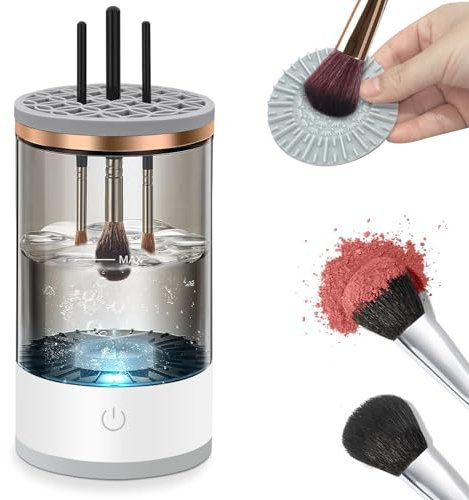PCKOBEVER Electric Makeup Brush Cleaner, Portable USB Automatic Cosmetic Brush Cleaner Set for Cleaning and Drying for All Size Beauty Makeup Brushes