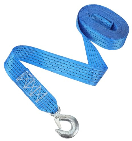 OUNONA Trailerbelt Handkurbelgurt Aus Hochwertigem Polyester Mit Karabinerhaken - Vielseitig Einsetzbar FüR Schlepp- Und Transportaufgaben 600Cm LäNgenverstellbar Blau