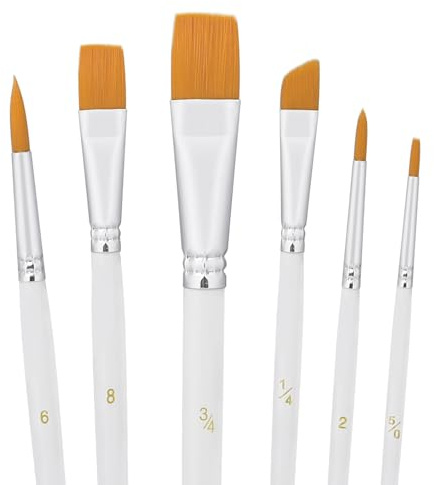 6PCS Cake Painting Brushes Set Food Paint Brushes Food Safe Cake Decorating Brush for Dusting Edible Glitter Edible Color for Cupcake Cookie Decoration (White)