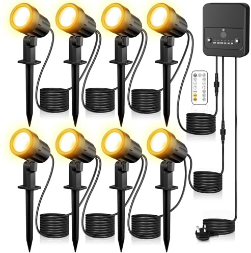 MEIKEE Outdoor Garden Spike Light Warm & Cold White Color Changing LED Landscape Spotlights IP66 Waterproof Lawn Light Decorative for Garden Lawn Landscape Patio Yard with UK Plug