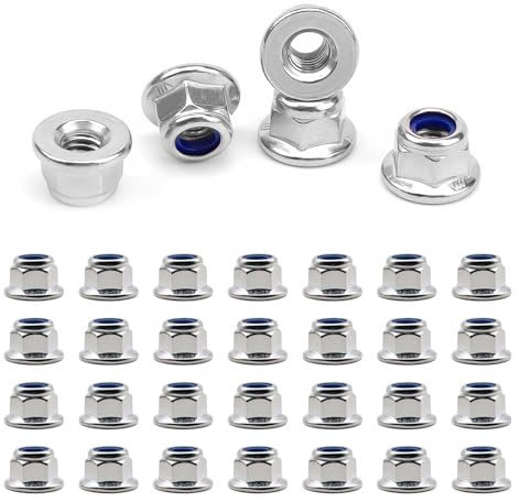 40 Pièces Écrou M5, AMONENZ Écrous Bride Hexagonaux Acier Inoxydable, Anti-Desserrage Écrou de Blocage, pour Réparation Domicile, Fabrication Meubles, Automobile, Machines