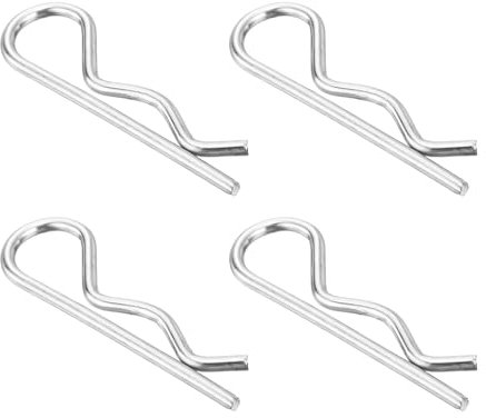 sourcing map 4Pcs 5mmx100mm 304 Stainless Steel R Shaped Spring Cotter Pins, R Clips Cotter Pin Spring Fastener for Household Appliances, Sports Equipment, Car Mechanics Repair (Silver)