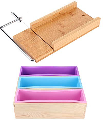 Molde para Hacer Jabón de Silicona DIY, 1200ml, Caja de Madera, Cortador de Jabón Manual con Herramienta de Cocina Sc, Juego para Hornear