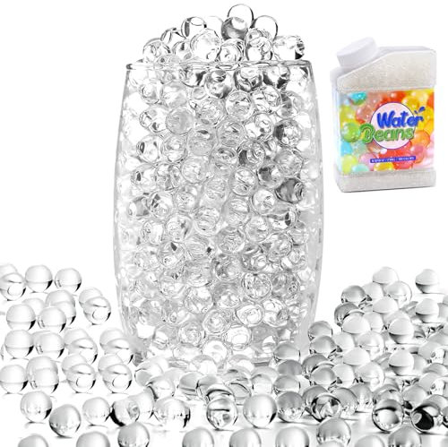 YESLUSY Water Beads, 50.000 perlas de agua transparentes, muy decorativas y coloridas, no tóxicas y biodegradables, perlas de gel para flores y plantas.