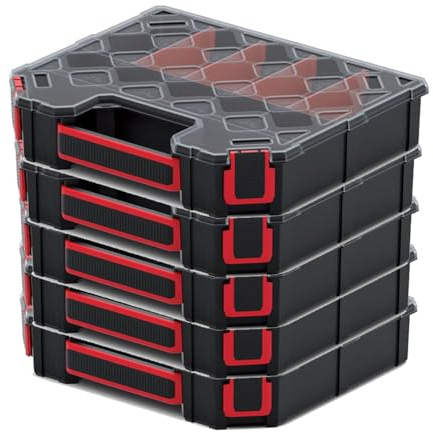Kistenberg 5er Set Tager Organizer KTG30256S – Werkzeug Organizer mit funktionalen Trennwänden, Aufbewahrungsbox 284 x 243 x 60 mm
