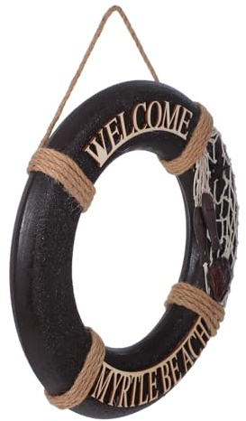 SOLUSTRE Rettungsring-wanddekor Aus Holz Mediterranes Vintage-design Wandbehang Mit Hanfseilbindung Nautische Dekoration Für Zuhause Strandzimmer Oder Bar