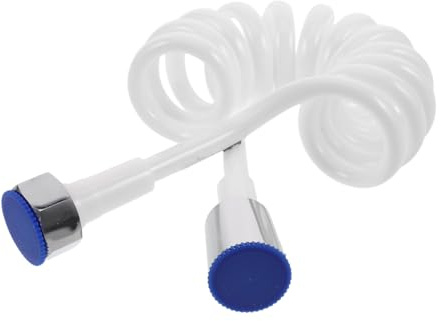 BUGUUYO Flexible de Bain à Ressort Blanc 1,5 M pour Camping-car Kit Tuyau de Rechange Pulvérisateur Bidet Portable Économie D'eau Usage Extérieur Sanitaire Rv