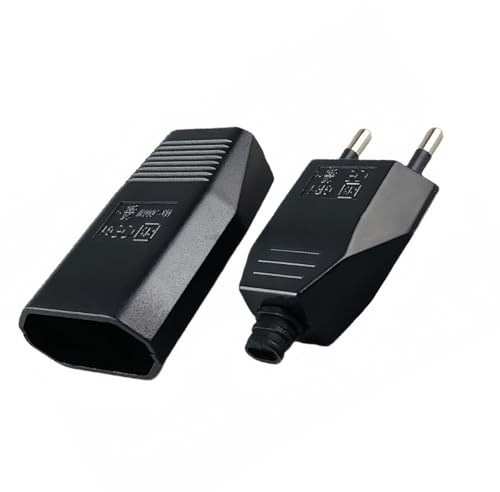 2 Stück Euro Stecker Flach–2-poliger 220V Stromstecker mit Schraubendreher | Praktischer 2.5A Eurostecker für europäische Steckdosen, inkl. 5mm Kreuzschlitzschraubendreher zur einfachen Montage