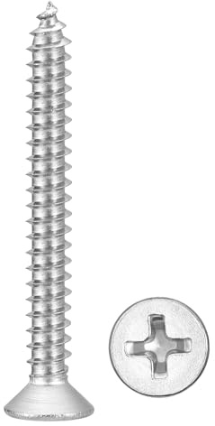 METALLIXITY Countersunk Phillips Wood Screws (ST4x40mm) 100Pcs, 304 Stainless Steel Coarse Thread Phillips Drive Flat Head Wood Screws - for Furniture Installation Repair, Silver | Coarse Thread Drive Flat Head Phillips Wood Screws for Furniture Installation Repair,Silver