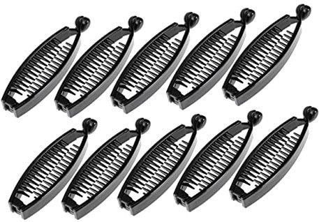 SAFIGLE 10pièces Lot De Pinces à Cheveux Forme Banane Élastique Support Queue Cheval Vernis Brillant Pince Cheveux Fine Longue