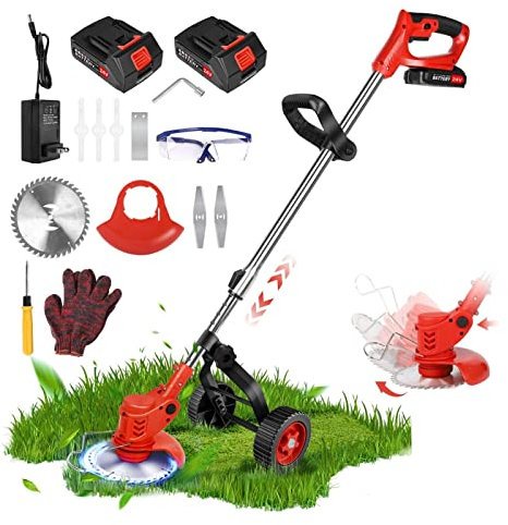 ZKLGS Desbrozadora, Recortadora de césped inalámbrica eléctrica de 24V, cortadora de setos, cortadora de setos Ajustable de Mano for jardín, Potencia de Corte con Ruedas