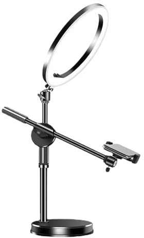 Selfie Ring Light Stand – Braccio flessibile articolato per telefono | Supporto per telefono regolabile con luce ad anello | Treppiede con luce per registrazione video, live streaming