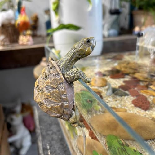 Generisch Décoration de bassin mini étang, décoration pour mini étang, décoration de jardin pour l'extérieur résistante aux intempéries, tortue, statue de jardin en résine pour pot de fleurs, cour (B)