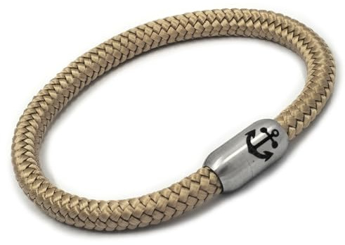 Generisch Maritimes Armband Ø 6 mm viele Farben Segeltau mit Edelstahl Magnetverschluss und optionaler Gravur Inkl. Schmuckbeutel – Surferarmband handgefertigt, Herren Armband Damen