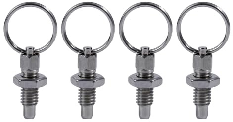 4 PCS Stainless Spring Loaded Plunger Non Lock-Out Knob Hand Retractable with Pull Locking Pin Plungers Stable Structure Indexing Plunger Resistant Metal