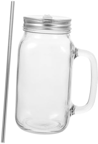Gatuida Botella Grande Para Bebidas Con Pajita y Tapa Hermética Vaso De Jugo y Bubble Tea De Vidrio Con Diseño Resistente y Superficie Lisa Fácil De Limpiar Para Té Leche y Bebidas Frías