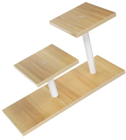 Yardwe Soporte de Macetas de Escritorio con Estantes Escalonados Marco Blanco y Estantes Color Nogal para Oficinas y Habitaciones Diseño Moderno y Ahorro de Espacio