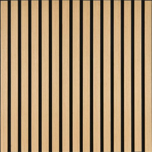 Fuse Acoustic Wooden Slatted Wall Panel in Natural Oak, 60cm x 60cm