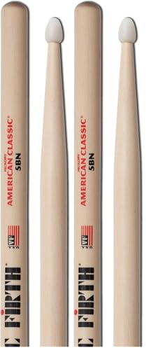 Vic Firth 5B American Hickory Nylon Tip Drumstick (Packung mit 2)