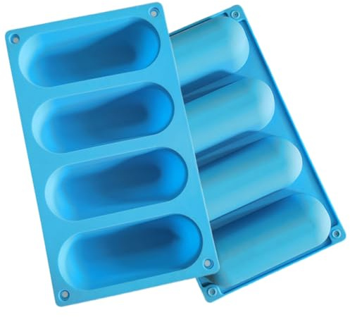 Tofficu Molde para Salchichas Casero de Silicona 2 Unidades, Molde para Pan de Hot Dog Resistente al Horno, Apto para Preparar Snacks y Repostería en Casa