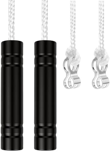 Volink 2 Pack Bathroom Light Pull Cord Handle, Chrome Weighted Light Pulls for Bathroom Ceiling Switch 150cm Nylon Replacement Cord String with Connector for Toilet Shower Fans Blinds (Black)