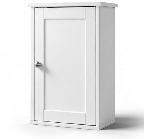 LEADZM Hängeschrank, Wandschrank mit Einer Tür | Badschrank, Küchenschrank, Medizinschrank, 34,6 x 20 x 50 cm (Stil 1, Weiß)