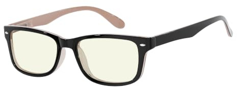 Eyekepper Computer Lesebrille,UV Schutz,Blendschutz,Entspiegelt Anti-Blaulicht Lesehilfe (Schwarz Braun, Gelb getönte Gläser) +0.75