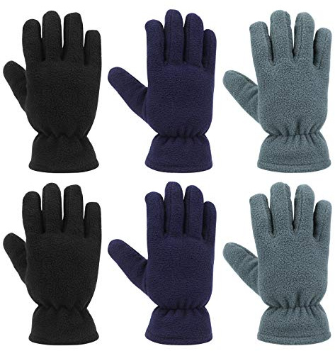 QKURT 3 Paires de Polaire Gants thermiques d'hiver Full Fingers pour garçon et fille, adaptés aux enfants de 4 à 7 ans