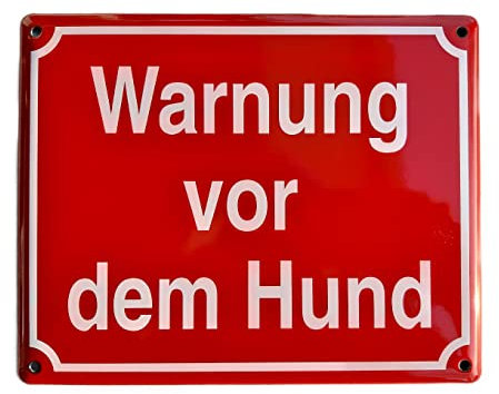 Warnung vor dem Hund, Format 250 x 200 mm / 300 x 250 mm, Emaille Schild, Extrem Wetter- und UV- Beständig, J.Pfaffenzeller