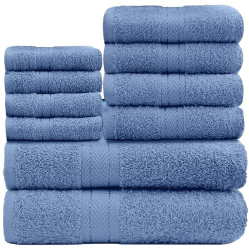 GC GAVENO CAVAILIA Asciugamani morbidi, set da 10 asciugamani da bagno di alta qualità, asciugamani assorbenti d'acqua di alta qualità, 4 per il viso, 4 mani e 2 asciugamani da bagno, set di