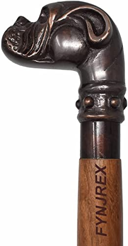 FYNJREX Walking Cane Walking Stick Antique Finish Costume Wooden Cane Foldable Rosewood Stick Steampunk Style Fashinable Designer Gift for Gentlemen (Dog 1)