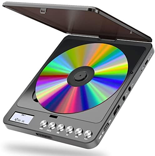 Portable CD Player with Built-in Speakers, Rechargeable CD Player with Double Headphone Jack, Anti-Skip Personal Compact CD Player for Car & Home & Travel