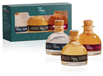 TIDAL RUM Mini Rum Gift Set 3 x 5cl (40% ABV) | Selection of Rum Miniatures Infused with Rare Marine Botanicals from Jersey
