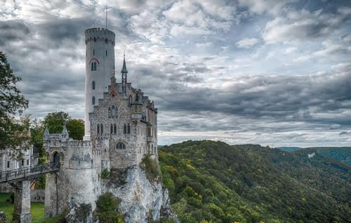 GUOHLOZ Puzzle 1000 Teile, Puzzle für Erwachsene, Impossible Puzzle, Erwachsenenpuzzle, 1000 Puzzle Home Dekoration Puzzle, Deutschland, Baden, Schloss Lichtenstein, Landschaften, 75x50cm