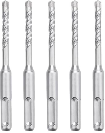 hsawbit 5PCS Masonry Drill Bits Set with SDS Plus Shank, 5mm x 110mm Hammer Drill Masonry Drills Tungsten Carbide Tip for Concrete, Brick, Cement Walls, Stone