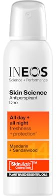 INEOS Skin Science - Unbeatable Protection Against Odour + Sweat. All Day + All Night. Aerosol Antiperspirant Deodorant Mandarin + Sandalwood - Plant Based Essential Oils 200ml
