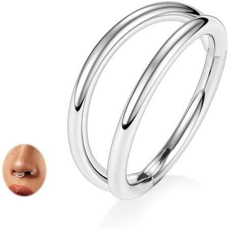 AROWRO Doppio Anello al Naso G23 in Titanio, Piercing per Setto Nasale, Conch, Helix, Daith, Rook, Tragus, Cartilagine, Piercing al Naso, Gioiello, Anello per Labbra 20G 18G 16G