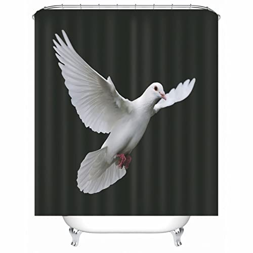 Svart duschdraperi, duschdraperi polyester vit duva för badkar 180X200cm