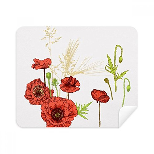 Fleurs Plantes Peinture Corn Poppy Nettoyant pour Écran de Téléphone Lunettes Chiffon de Nettoyage 2 Pcs Daim Tissu