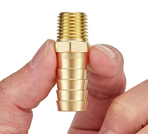 Litorange 4 PCS Solid Brass Pipe Fitting and Air Hose End Fitings 1/2 Barb x 1/4 NPT Male Thread Pipe Adapter
