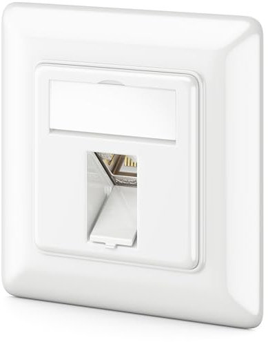 deleyCON CAT6a Set di Prese di Rete Keystone Sottointonaco - Presa di Rete, Modulo STP Schermato, Involucro di Metallo RJ45, Riquadro Dati Cavi di Rete