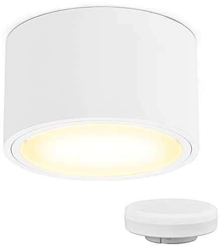KYOTECH Faretto da Soffitto LED Ultra Sottile 55mm, Modulo Intercambiabile GX53, Superficie IP44 6W Bianco Caldo 3000K 550LM in Alluminio