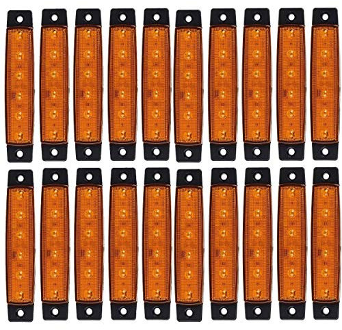KYYET LED Side Marker Lights 6 LED 2835 SMD Clearance Lamps for Truck Trailer RV Campervan Pickup Tractor Lorry SUV Boat 12V DC Shockproof (20 pcs amber)