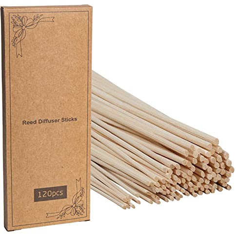 LWH-US 120 PCS Reed Diffuser Sticks,10 Inch Natural Rattan Wood Sticks,Essential Oil Aroma Diffuser Replacements Sticks for own Space (Primary Color) 103.70.59 inch