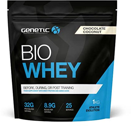 Genetic Supplements Whey Protein Powder – Whey Protein, Muscle Building Powder with BCAAs, Protein Shake, Chocolate Coconut, 25 Servings, 1kg Pouch